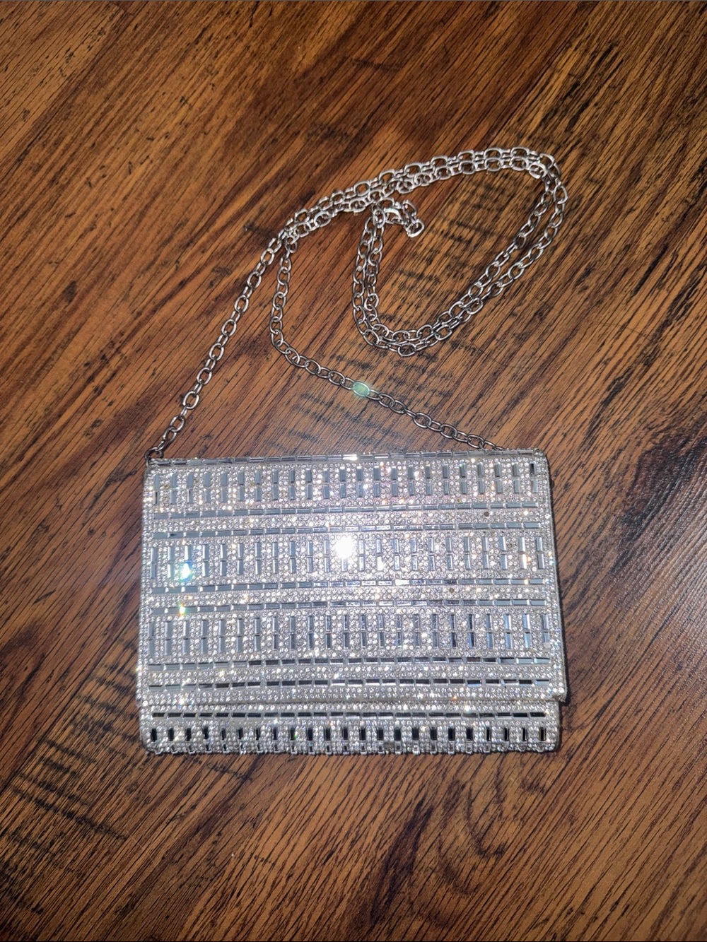 Silver Crystal-Embellished Evening Crossbody Bag 43.PB.4